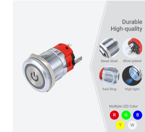 Interruttore a pulsante da 19 mm 3a